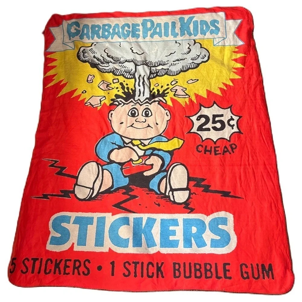 Garbage Pail Kids Blanket Fleece Red Vintage Inspired 80s 90s Card Nostalgic